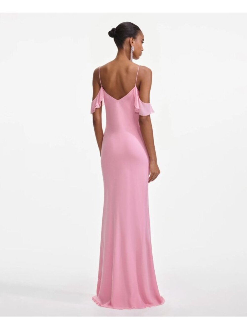 Self-Portrait $615 Georgette Flower Maxi Dress Size 6 US Slip Y2K Ruffle - Picture 4 of 9